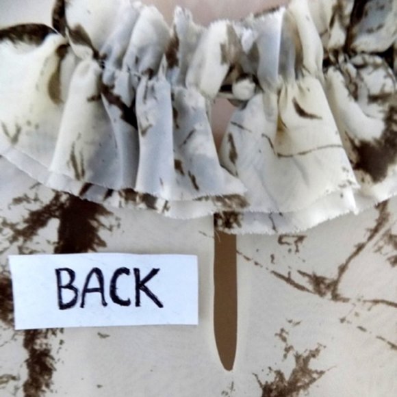 NWT Sleeveless ruffle top 8 Brown Off white Print Blouson Romantic Flowy Peplum - Picture 4 of 6